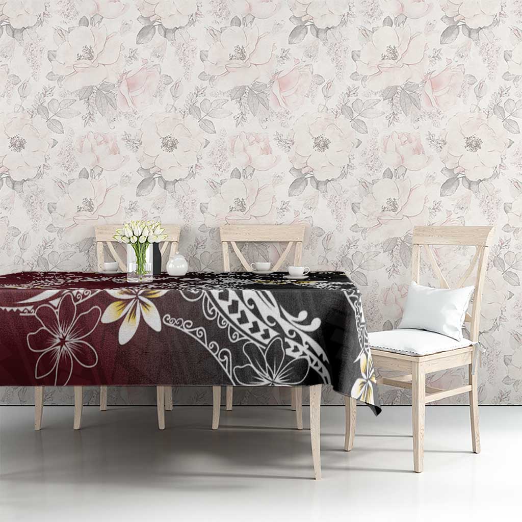 Polynesian Hawaiian Plumeria Tribal Pattern Tablecloth Special Wine Red Version LT01 - Polynesian Pride