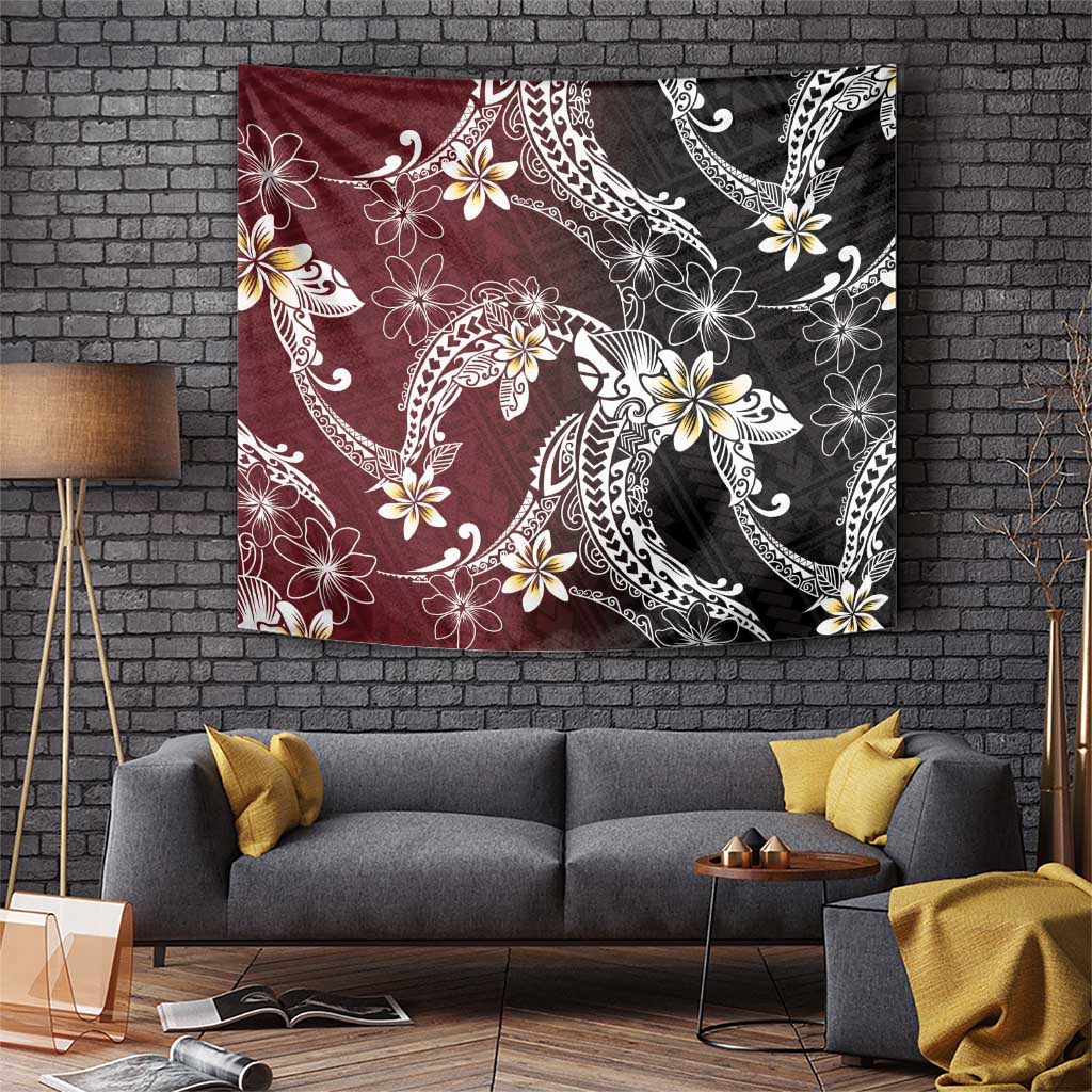Polynesian Hawaiian Plumeria Tribal Pattern Tapestry Special Wine Red Version LT01 Red - Polynesian Pride