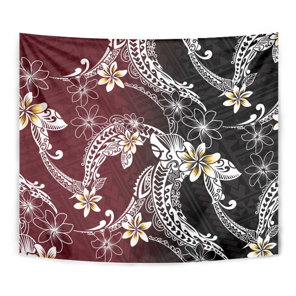Polynesian Hawaiian Plumeria Tribal Pattern Tapestry Special Wine Red Version LT01 - Polynesian Pride