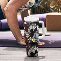 Polynesian Hawaiian Plumeria Tribal Pattern Tumbler With Handle Special Wine Red Version LT01 - Polynesian Pride
