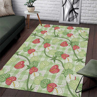 Anthurium Pikake Ti Leaf Palaka Area Rug Green Version LT01 Green - Polynesian Pride