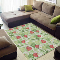 Anthurium Pikake Ti Leaf Palaka Area Rug Green Version LT01 - Polynesian Pride