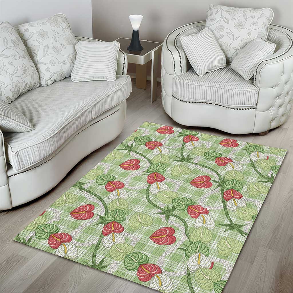 Anthurium Pikake Ti Leaf Palaka Area Rug Green Version LT01 - Polynesian Pride