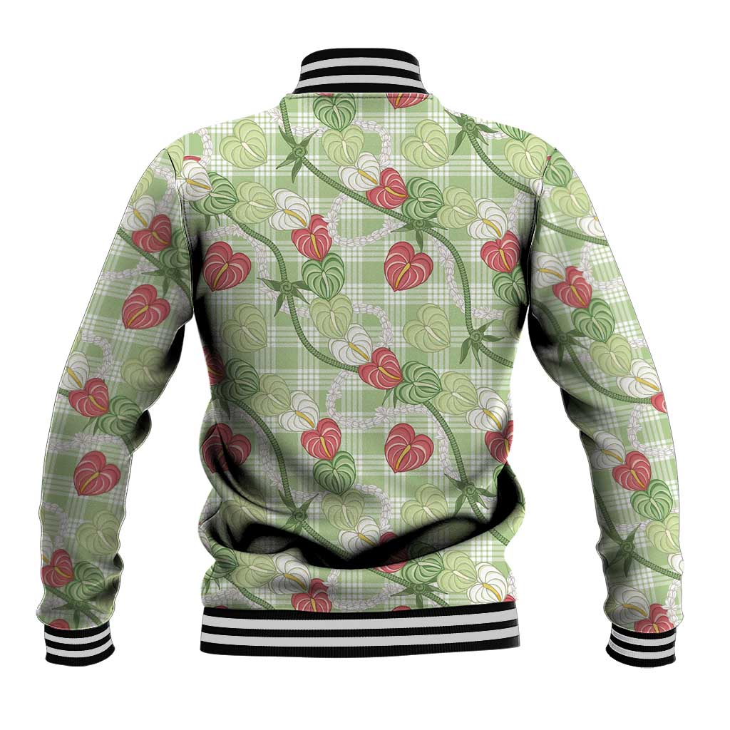 Anthurium Pikake Ti Leaf Palaka Baseball Jacket Green Version LT01 - Polynesian Pride