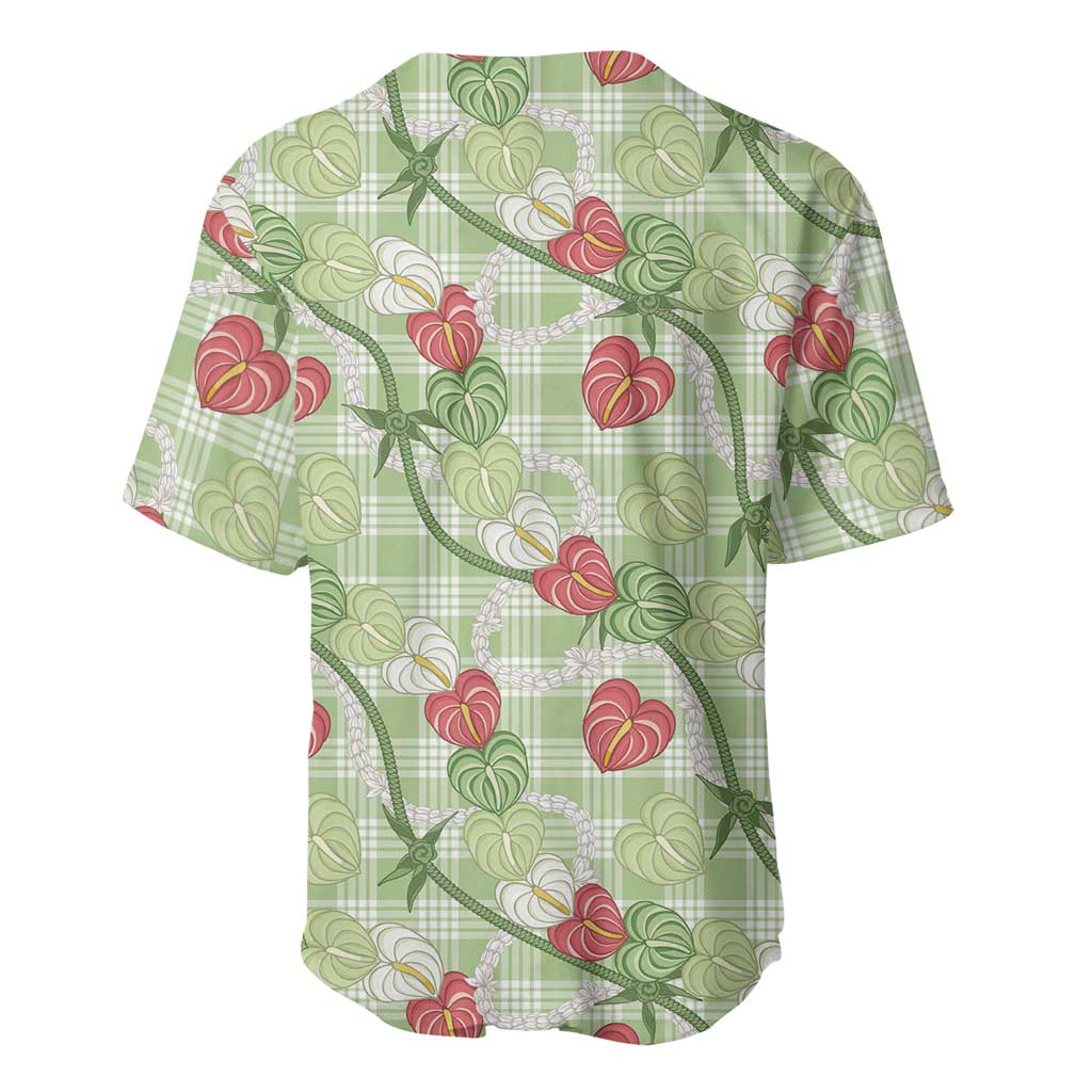 Anthurium Pikake Ti Leaf Palaka Baseball Jersey Green Version LT01 - Polynesian Pride