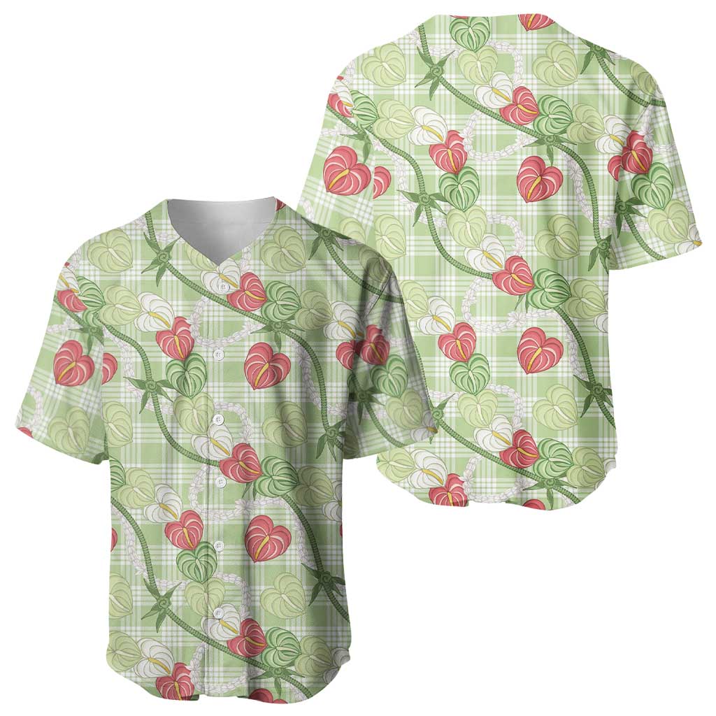Anthurium Pikake Ti Leaf Palaka Baseball Jersey Green Version LT01 - Polynesian Pride