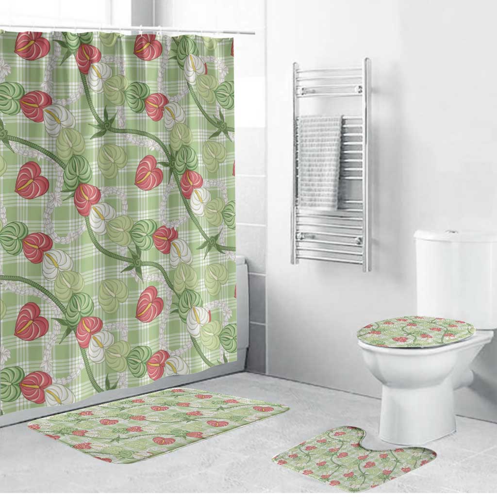 Anthurium Pikake Ti Leaf Palaka Bathroom Set Green Version LT01 Bathroom Set (4 pcs) Green - Polynesian Pride