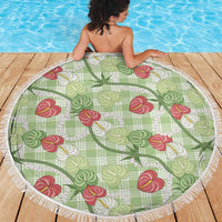 Anthurium Pikake Ti Leaf Palaka Beach Blanket Green Version LT01 - Polynesian Pride