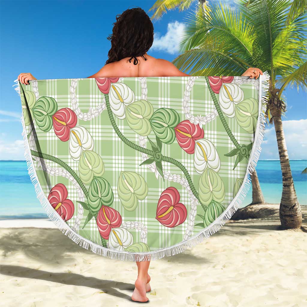 Anthurium Pikake Ti Leaf Palaka Beach Blanket Green Version LT01 - Polynesian Pride