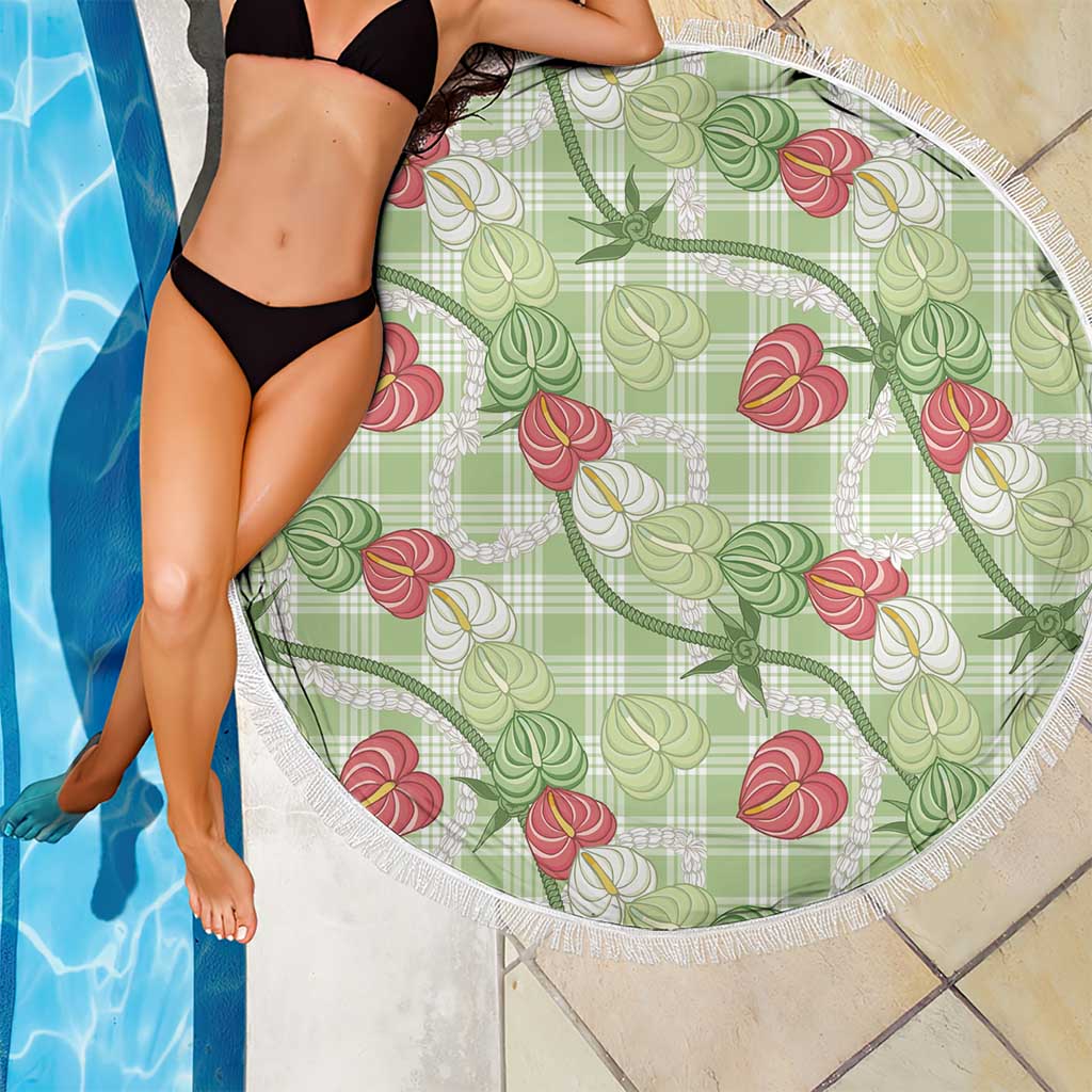 Anthurium Pikake Ti Leaf Palaka Beach Blanket Green Version LT01 - Polynesian Pride