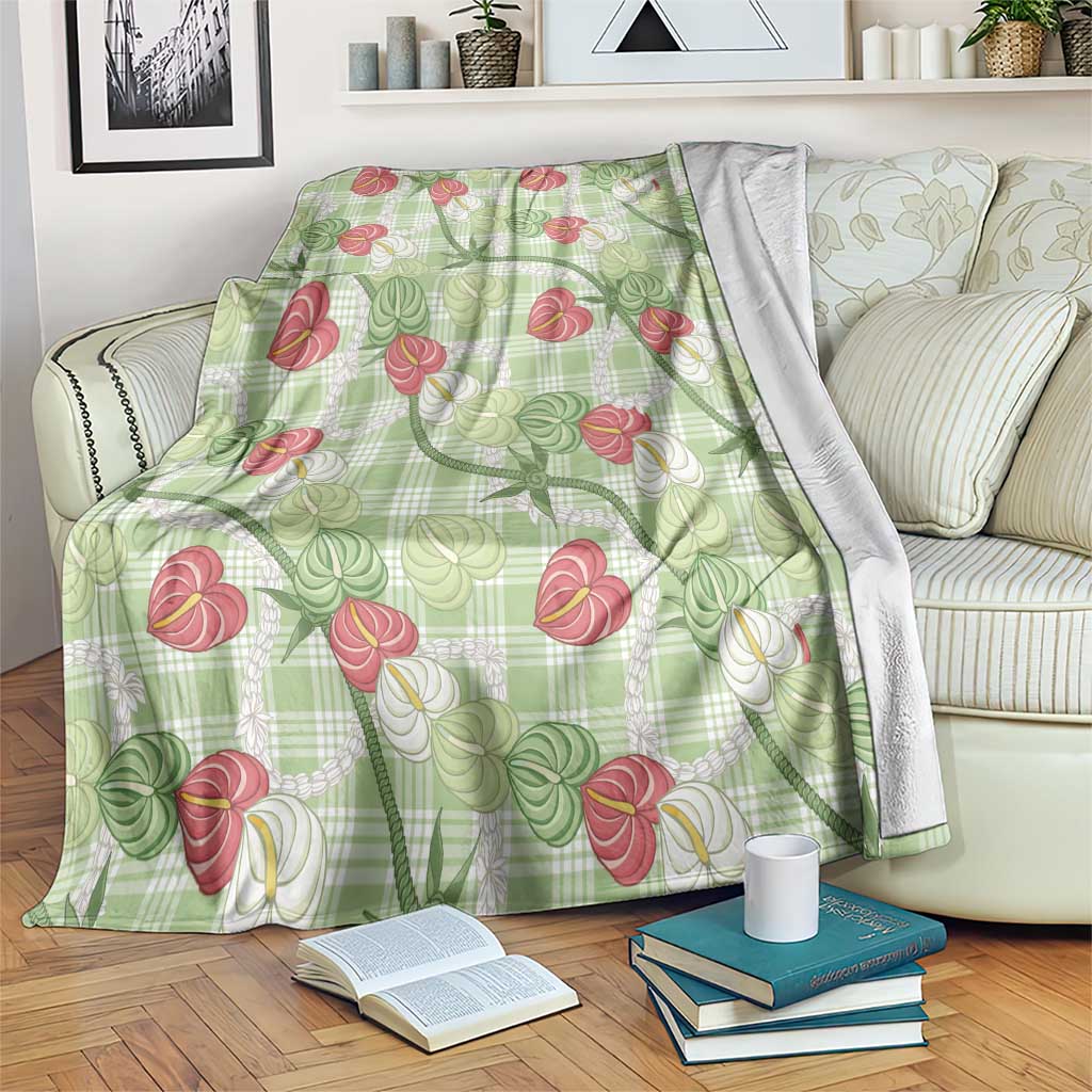 Anthurium Pikake Ti Leaf Palaka Blanket Green Version LT01 Green - Polynesian Pride