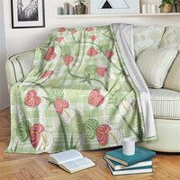 Anthurium Pikake Ti Leaf Palaka Blanket Green Version LT01 Green - Polynesian Pride