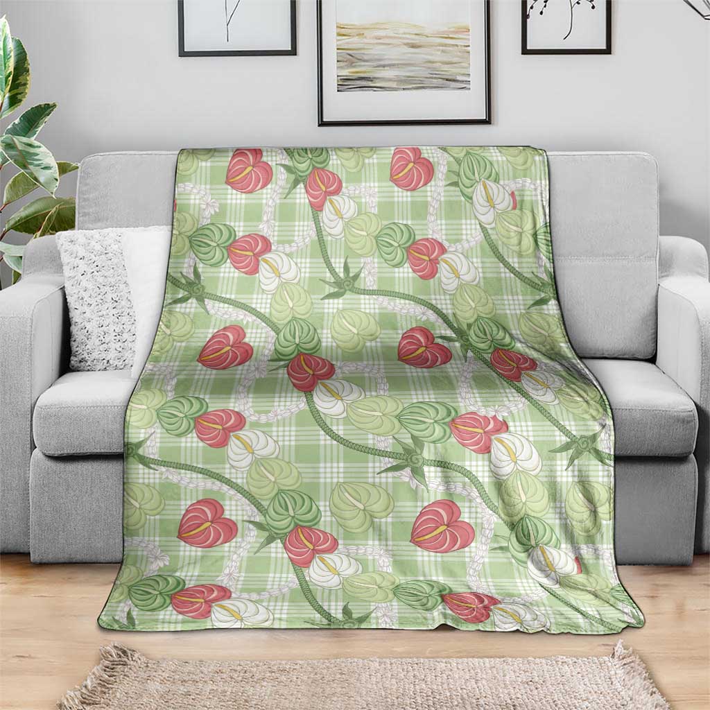 Anthurium Pikake Ti Leaf Palaka Blanket Green Version LT01 - Polynesian Pride