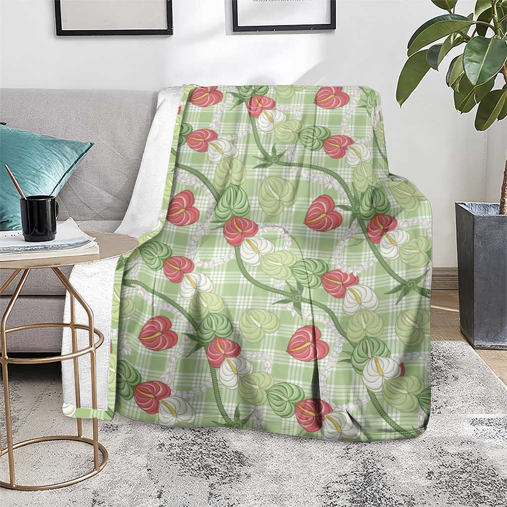 Anthurium Pikake Ti Leaf Palaka Blanket Green Version LT01 - Polynesian Pride