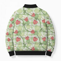 Anthurium Pikake Ti Leaf Palaka Bomber Puffer Jacket Green Version LT01 - Polynesian Pride