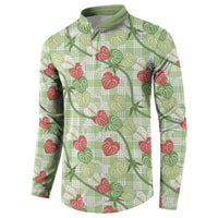 Anthurium Pikake Ti Leaf Palaka Button Sweatshirt Green Version LT01 - Polynesian Pride