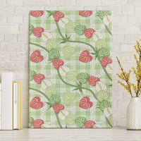 Anthurium Pikake Ti Leaf Palaka Canvas Wall Art Green Version LT01 Without Frame Green - Polynesian Pride