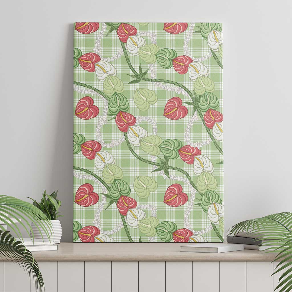 Anthurium Pikake Ti Leaf Palaka Canvas Wall Art Green Version LT01 - Polynesian Pride