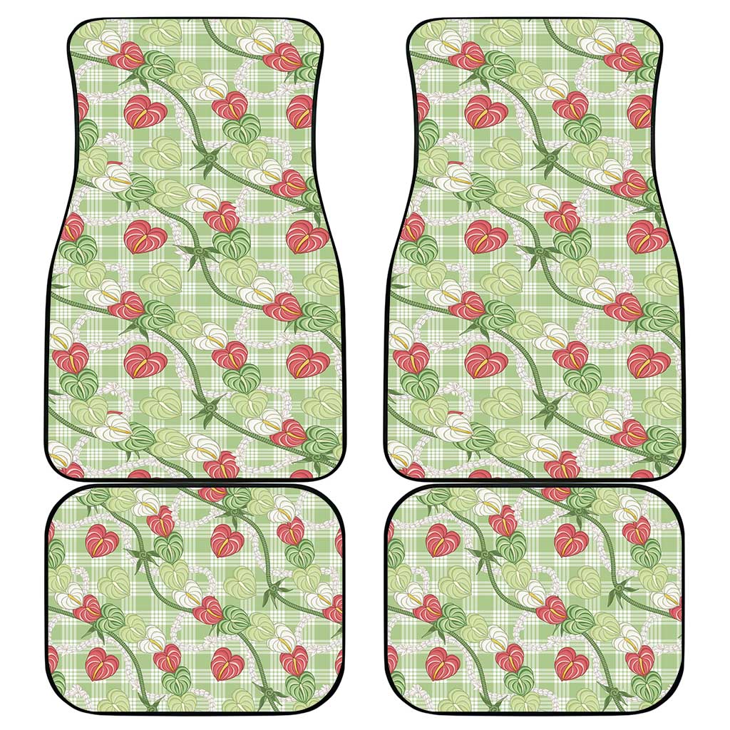 Anthurium Pikake Ti Leaf Palaka Car Mats Green Version LT01 - Polynesian Pride