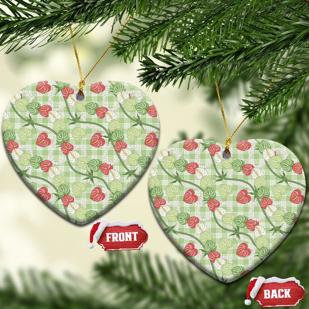 Anthurium Pikake Ti Leaf Palaka Ceramic Ornament Green Version LT01 Heart Green - Polynesian Pride