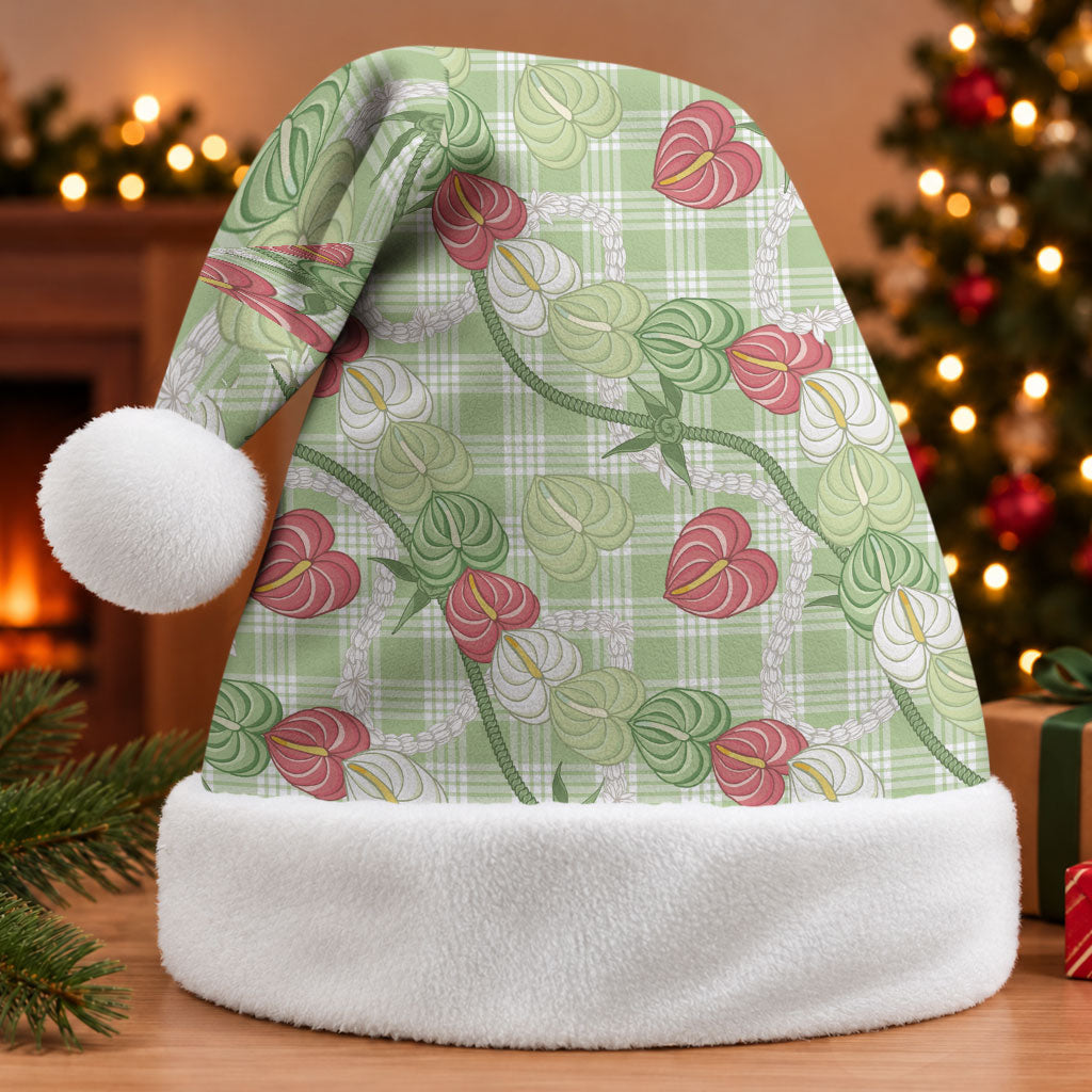 Anthurium Pikake Ti Leaf Palaka Christmas Santa Hat Green Version LT01 Without Fur Green - Polynesian Pride