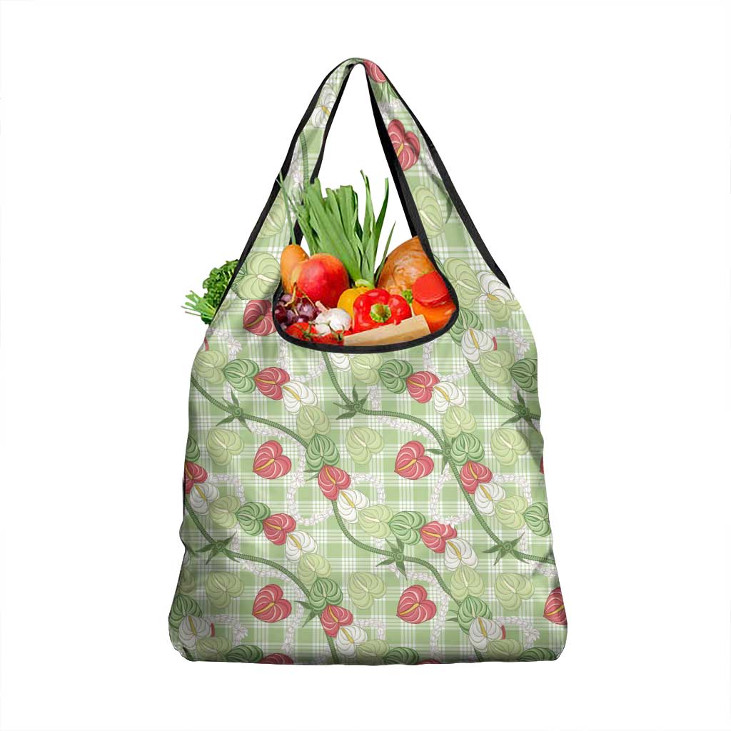 Anthurium Pikake Ti Leaf Palaka Grocery Bag Green Version LT01 1-pack One Size Green - Polynesian Pride