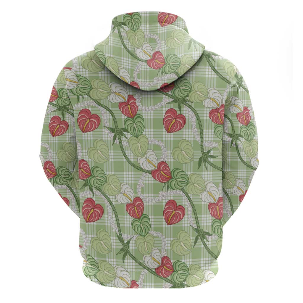 Anthurium Pikake Ti Leaf Palaka Hoodie Green Version LT01 - Polynesian Pride