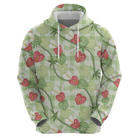 Anthurium Pikake Ti Leaf Palaka Hoodie Green Version LT01 - Polynesian Pride