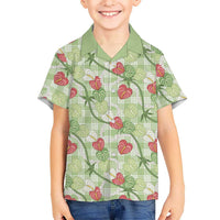 Anthurium Pikake Ti Leaf Palaka Kid Hawaiian Shirt Green Version LT01 Kid Green - Polynesian Pride