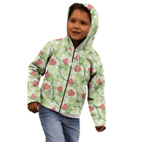 Anthurium Pikake Ti Leaf Palaka Kid Hoodie Green Version LT01 - Polynesian Pride