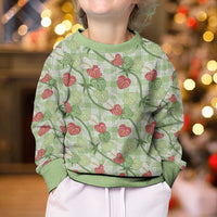 Anthurium Pikake Ti Leaf Palaka Kid Ugly Christmas Sweater Green Version LT01 - Polynesian Pride
