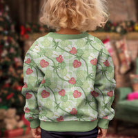 Anthurium Pikake Ti Leaf Palaka Kid Ugly Christmas Sweater Green Version LT01 - Polynesian Pride