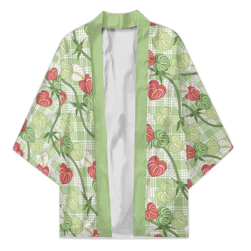 Anthurium Pikake Ti Leaf Palaka Kimono Green Version LT01 Unisex Green - Polynesian Pride