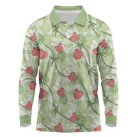Anthurium Pikake Ti Leaf Palaka Long Sleeve Polo Shirt Green Version LT01 Green - Polynesian Pride