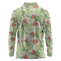Anthurium Pikake Ti Leaf Palaka Long Sleeve Polo Shirt Green Version LT01 - Polynesian Pride