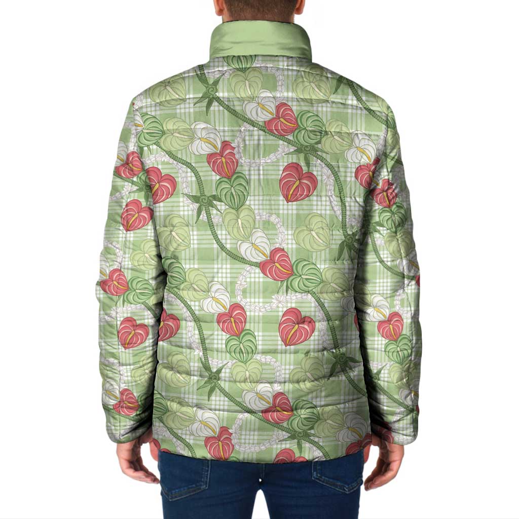 Anthurium Pikake Ti Leaf Palaka Padded Jacket Green Version LT01 - Polynesian Pride