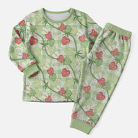 Anthurium Pikake Ti Leaf Palaka Christmas Pajama Set Green Version LT01 Men Green - Polynesian Pride