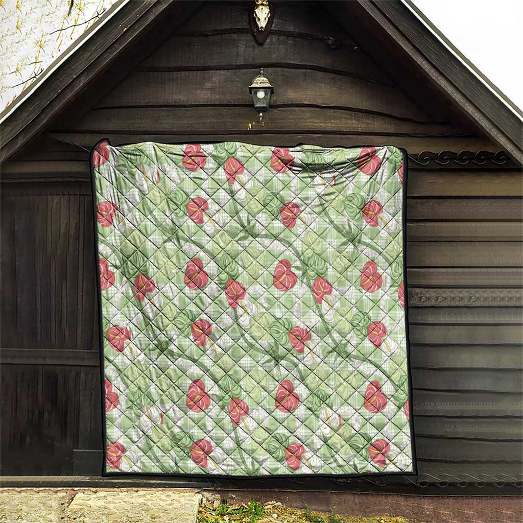 Anthurium Pikake Ti Leaf Palaka Quilt Green Version LT01 - Polynesian Pride