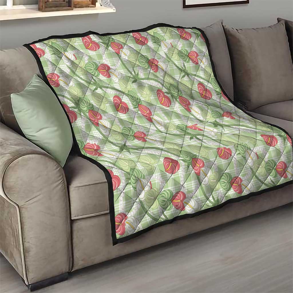 Anthurium Pikake Ti Leaf Palaka Quilt Green Version LT01 - Polynesian Pride