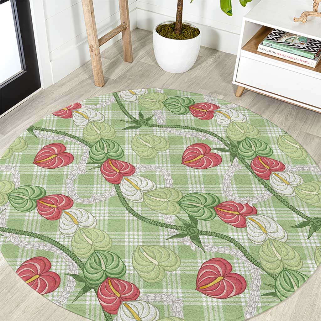 Anthurium Pikake Ti Leaf Palaka Round Carpet Green Version LT01 Green - Polynesian Pride
