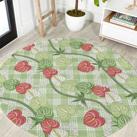Anthurium Pikake Ti Leaf Palaka Round Carpet Green Version LT01 Green - Polynesian Pride