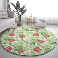 Anthurium Pikake Ti Leaf Palaka Round Carpet Green Version LT01 - Polynesian Pride