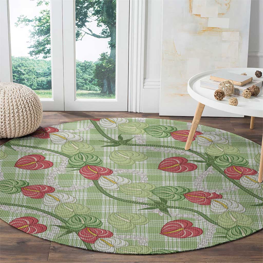 Anthurium Pikake Ti Leaf Palaka Round Carpet Green Version LT01 - Polynesian Pride