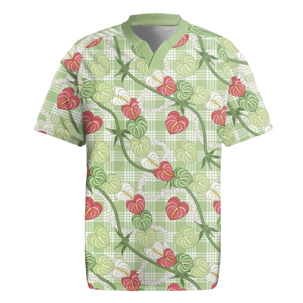 Anthurium Pikake Ti Leaf Palaka Rugby Jersey Green Version LT01 Green - Polynesian Pride