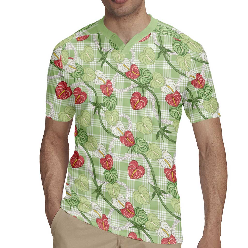 Anthurium Pikake Ti Leaf Palaka Rugby Jersey Green Version LT01 - Polynesian Pride
