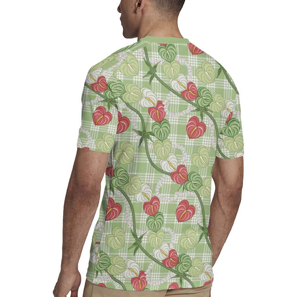 Anthurium Pikake Ti Leaf Palaka Rugby Jersey Green Version LT01 - Polynesian Pride