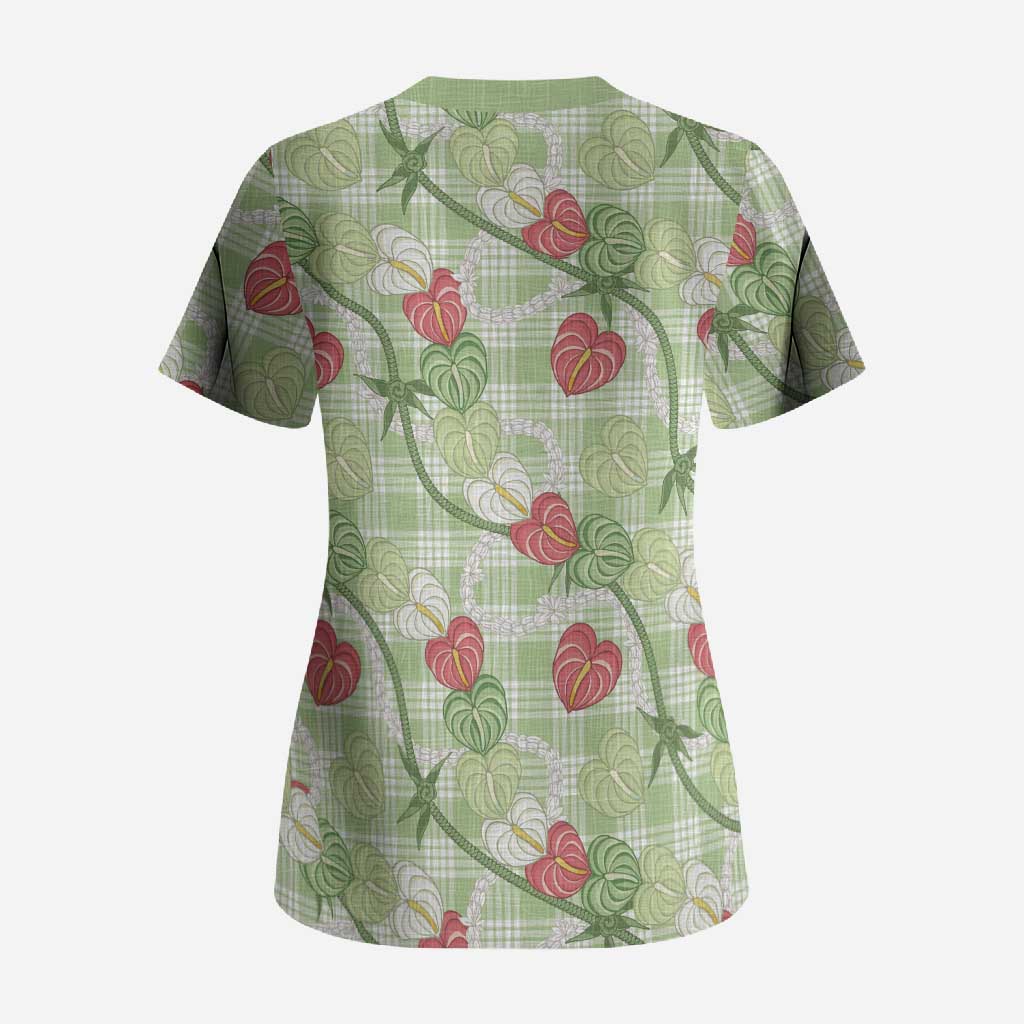Anthurium Pikake Ti Leaf Palaka Scrub Top Green Version LT01 - Polynesian Pride