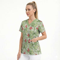 Anthurium Pikake Ti Leaf Palaka Scrub Top Green Version LT01 - Polynesian Pride