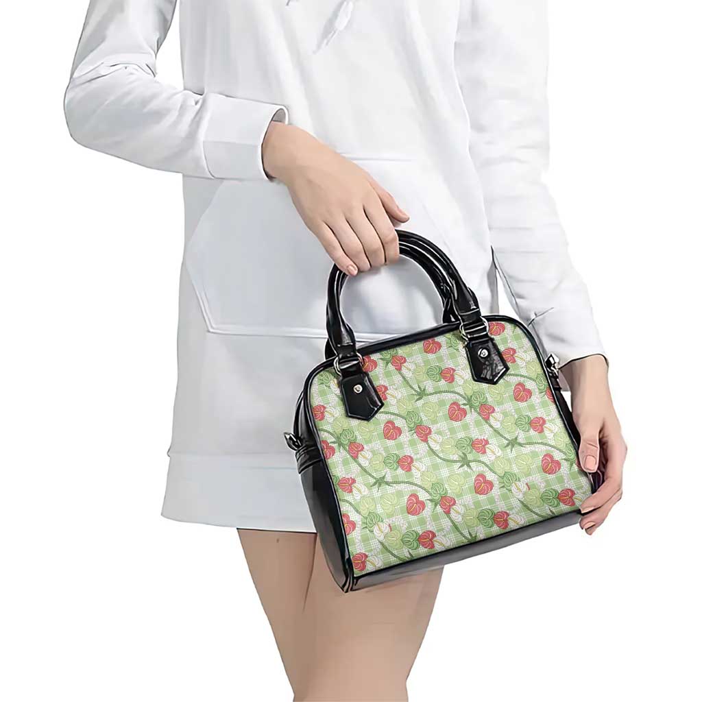 Anthurium Pikake Ti Leaf Palaka Shoulder Handbag Green Version LT01 - Polynesian Pride