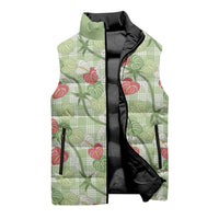 Anthurium Pikake Ti Leaf Palaka Sleeveless Puffer Jacket Green Version LT01 - Polynesian Pride